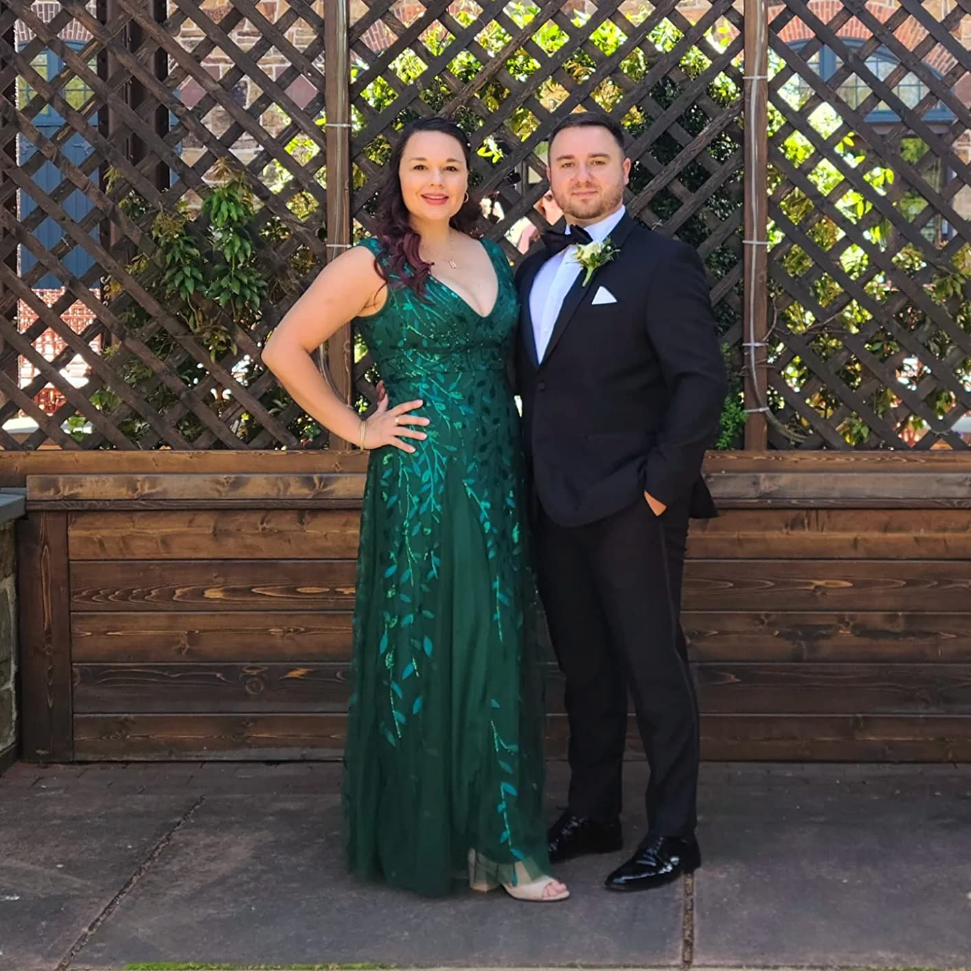 emerald green sequin gown
