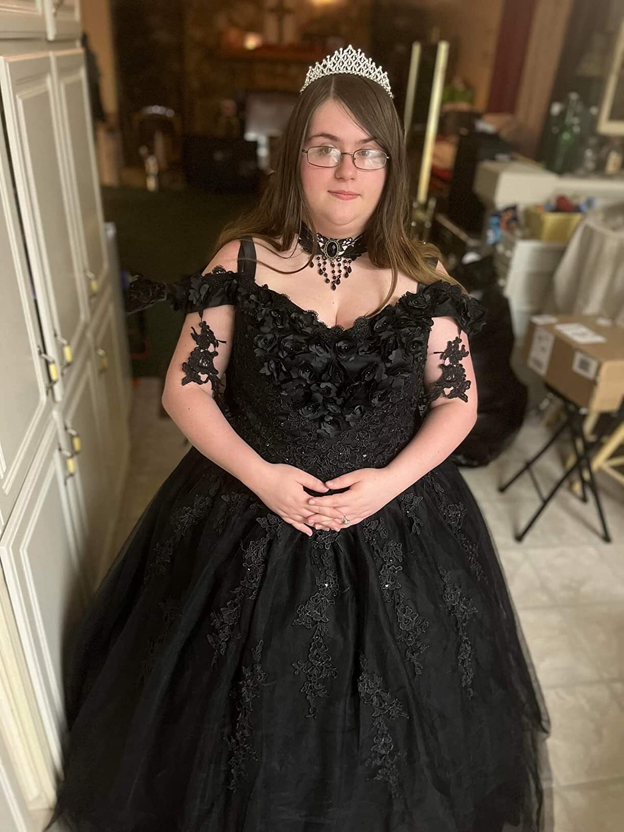 black ballgown wedding dress