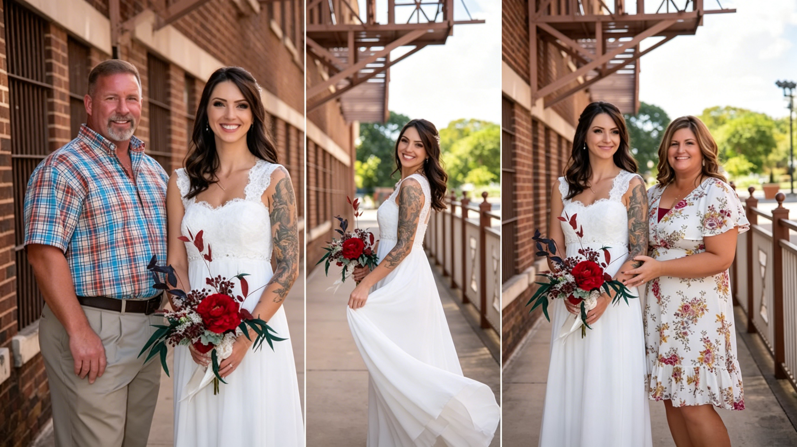 relaxed wedding dress with natural makeup