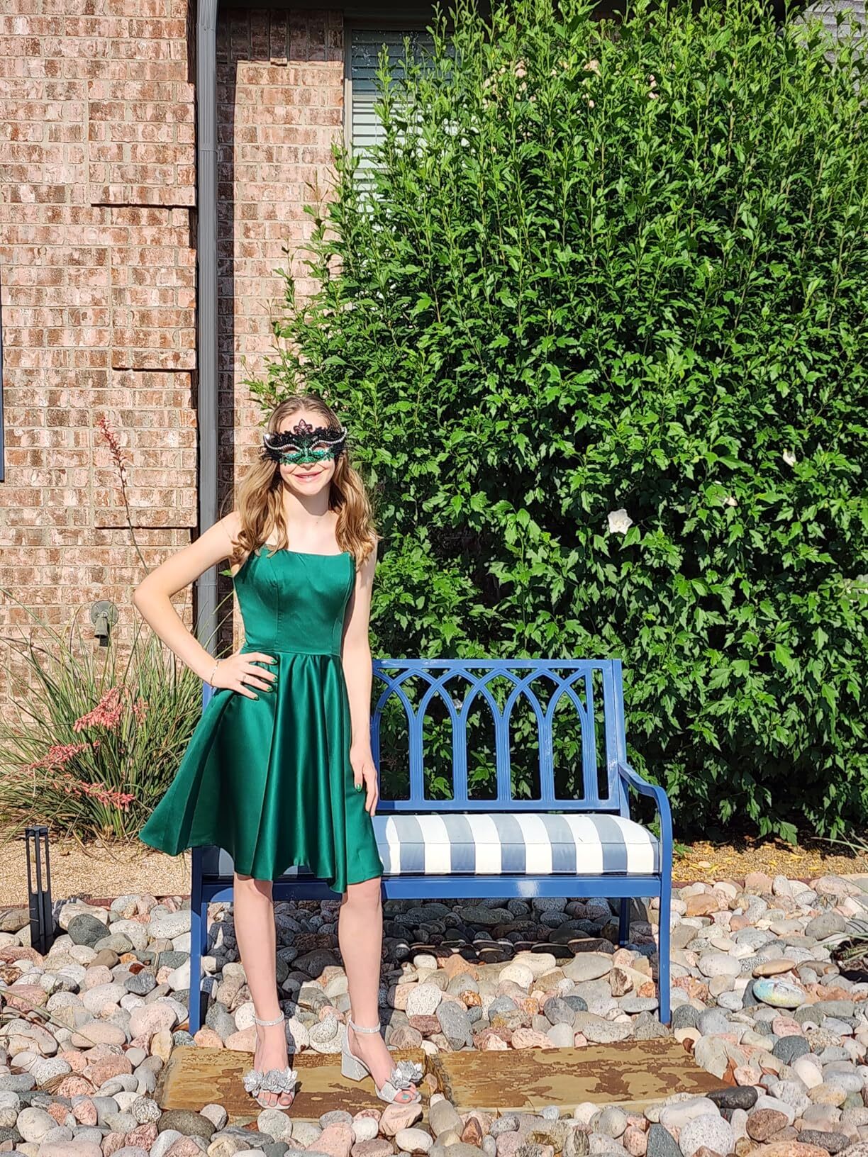 emerald green satin homecoming dress