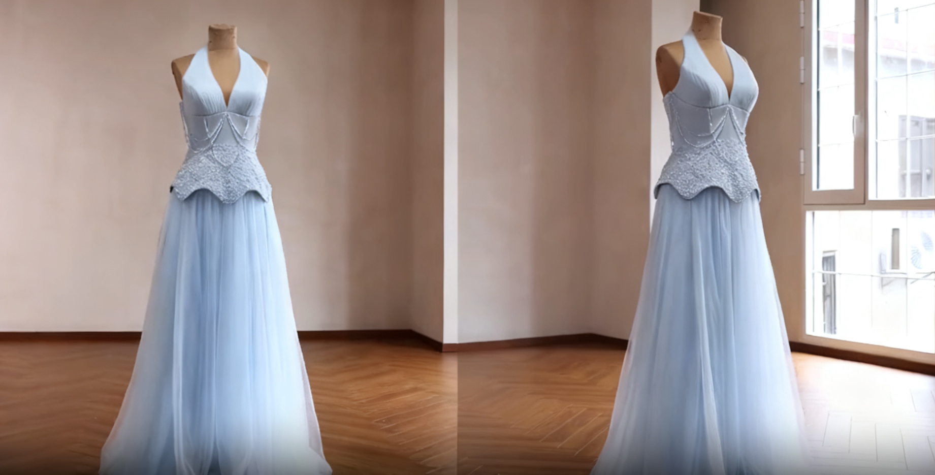 matte satin gown with tulle overlay matte satin gown with tulle overlay